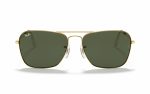 Ray-Ban Caravan sunglasses RB 3136 001 lens size 55 and 58 frame shape square lens color Green for Unisex