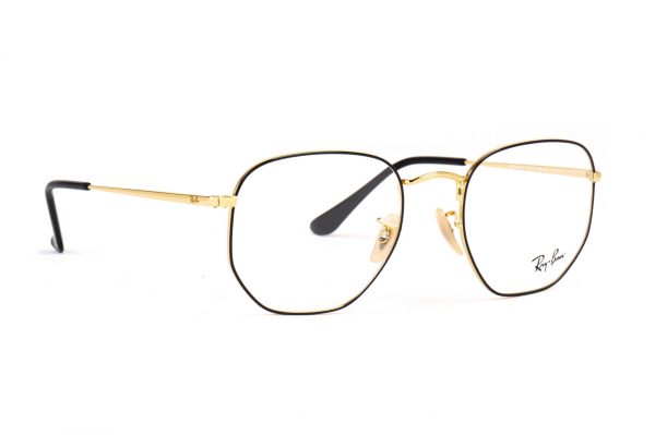 نظارة طبية راي بان سداسي RX 6448 2991 حجم العدسة 48 و 51 و 54 شكل الاطار سداسي لون الاطار اسود ذهبي للجنسين