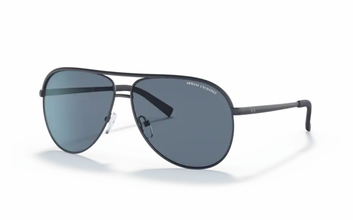 Armani Exchange Sunglasses AX 2002 6099/2V Lens Size 61 Frame Shape Aviator Lens Color Polarized Blue For Unisex