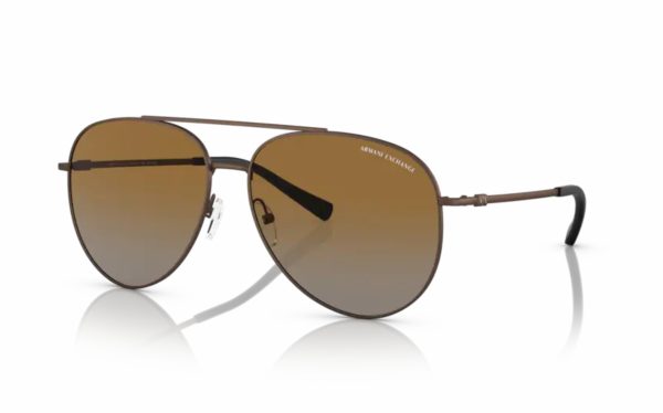 Armani Exchange Sunglasses AX 2043S 6115/T5 Lens Size 62 Frame Shape Aviator Lens Color Brown Polarized for Men