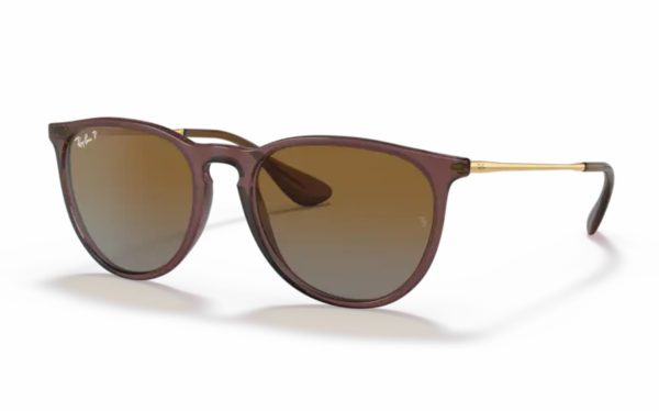 Ray-Ban Erika Sunglasses RB 4171 6593/T5 Lens Size 54 Frame Shape Round Lens Color Brown Polarized for Women