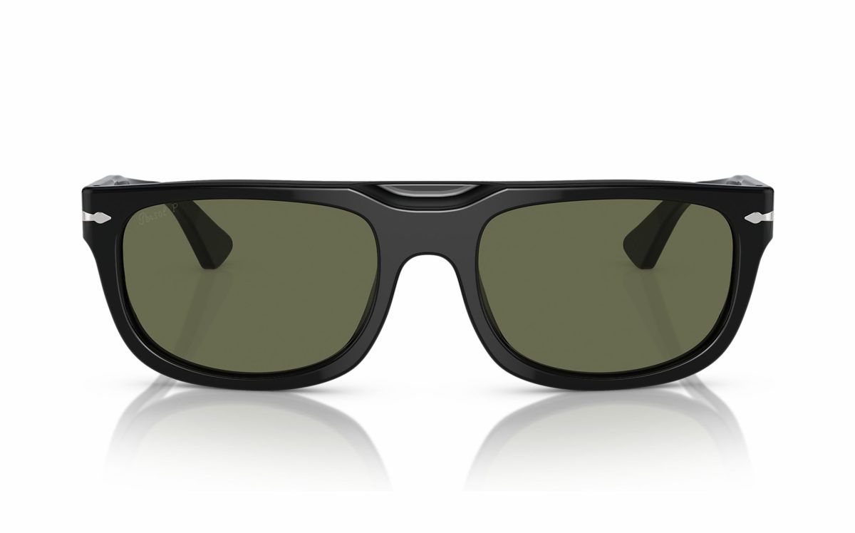 نظارة شمسية بيرسول PO 3271-S 95/58 حجم العدسة 55 شكل الاطار مستطيل لون العدسة أخضر بولارايزد رجالي