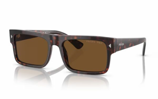 Prada Sunglasses PR A10S 17N-01D Lens Size 57 Frame Shape Rectangle Lens Color Brown Polarized for Men