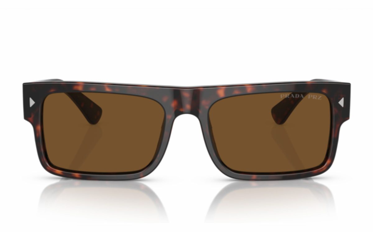 نظارة شمسية برادا PR A10S 17N-01D حجم العدسة 57 شكل الاطار مستطيل لون العدسة بني بولارايزد رجالي