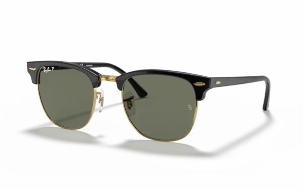 Ray-Ban Clubmaster Sunglasses RB 3016 901/58 Lens Size 55 Frame Shape Square Lens Color Green Polarized for Unisex