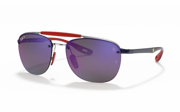 Ray-Ban Scuderia Ferrari Collection Sunglasses RB 3662-M F031/H0 Lens Size 59 Frame Shape Square Lens Color Blue Polarized For Unisex