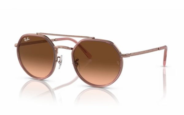 Ray-Ban Sunglasses RB 3765 9069/A5 Lens Size 53 Frame Shape Hexagon Lens Color Brown Pink For Unisex
