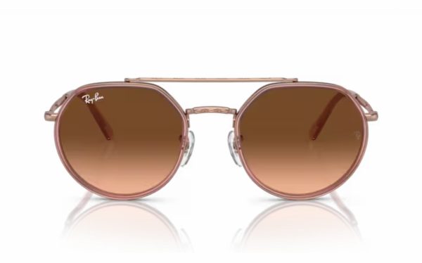 Ray-Ban Sunglasses RB 3765 9069/A5 Lens Size 53 Frame Shape Hexagon Lens Color Brown Pink For Unisex