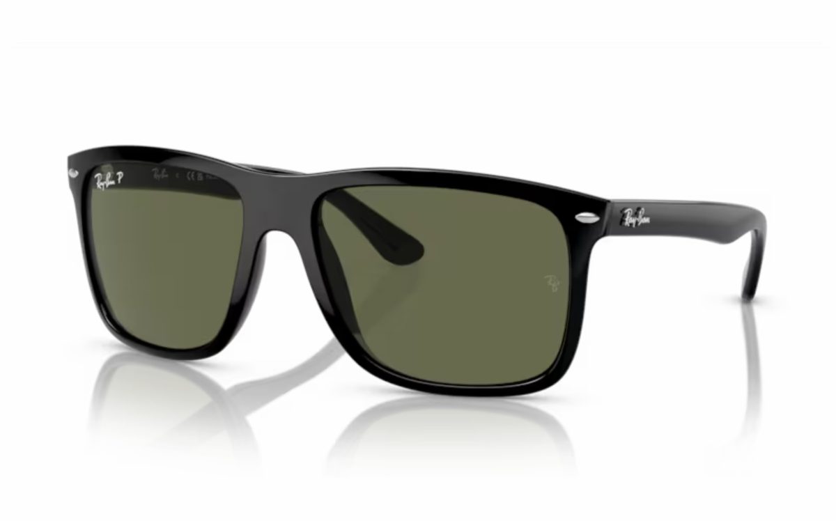 Ray-Ban Boyfriend Two Sunglasses RB 4547 601/58 Lens Size 57 and 60 Frame Shape Square Lens Color Green Polarized for Unisex