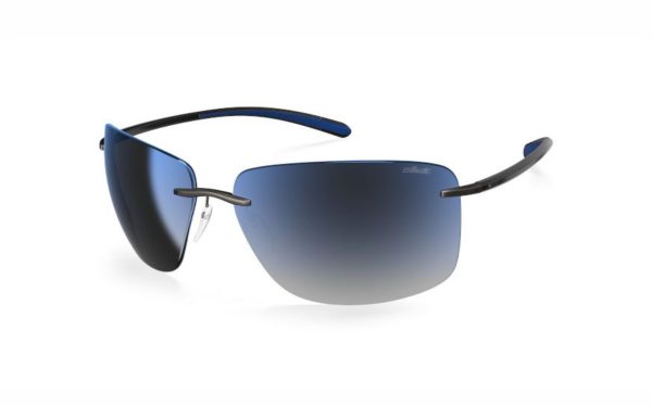 Silhouette Sunglasses 8728 6560 Frame Shape Rectangle Lens Color Blue for Men