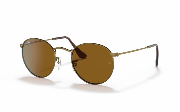 Ray-Ban Round Metal Sunglasses RB 3447 9228/33 Lens Size 47 and 50 Frame Shape Round Lens Color Brown for Unisex