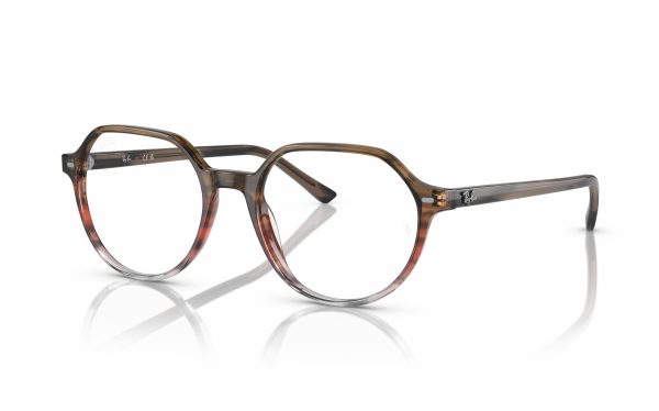 Ray-Ban Thalia Eyeglasses RX 5395 8251 Lens Size 49 and 51 Frame Shape Round Frame Color Brown Red for Unisex