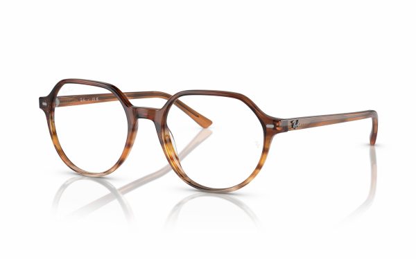 Ray-Ban Thalia Eyeglasses RX 5395 8253 Lens Size 49 and 51 Frame Shape Round Frame Color Brown Yellow for Unisex