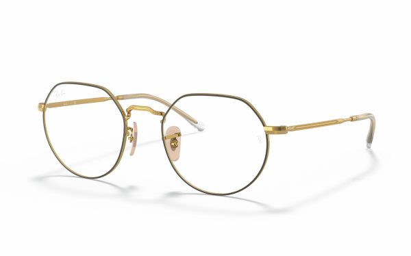 نظارة طبية راي بان جاك RX 6465 2890 حجم العدسة 49 و 51 شكل الاطار دائري لون الاطار ذهبي للجنسين