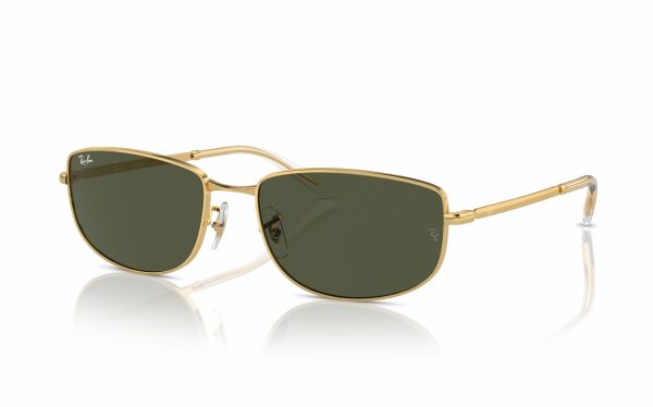 Ray-Ban Sunglasses RB 3732 001/31 Lens Size 56 and 59 Frame Shape Square Lens Color Green for Unisex