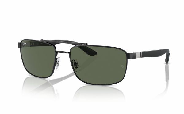 Ray-Ban Sunglasses RB 3737 002/71 Lens Size 60 Frame Shape Rectangle Lens Color Green for Unisex