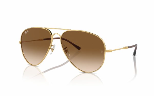 Ray-Ban Old Aviator Sunglasses RB 3825 001/51 Lens Size 58 and 62 Frame Shape Aviator Lens Color Brown Unisex