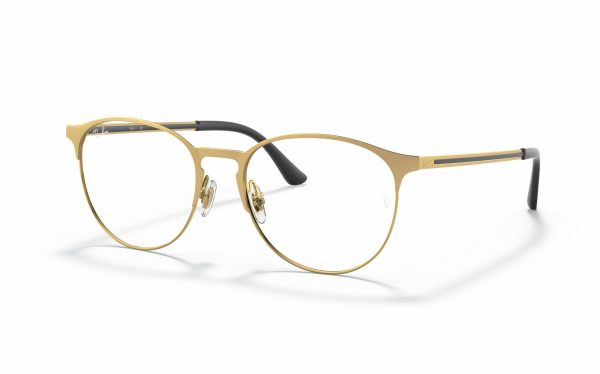 Ray-Ban Eyeglasses RX 6375 3133 Lens Size 51 and 53 Frame Shape Round Frame Color Gold for Unisex