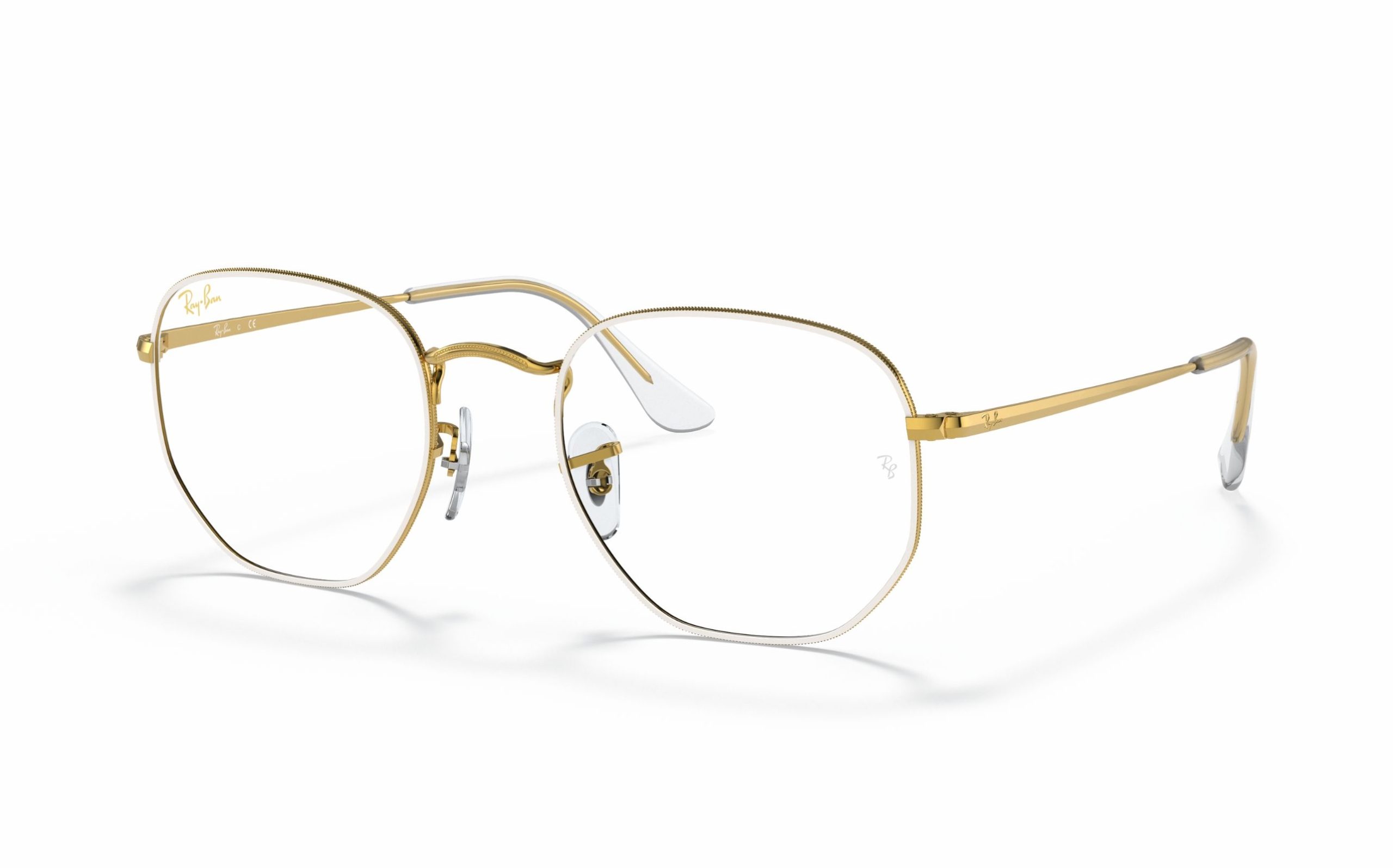 Ray-Ban Hexagonal Eyeglasses RX 6448 3104 White Gold | عالم النظارات  السعودية