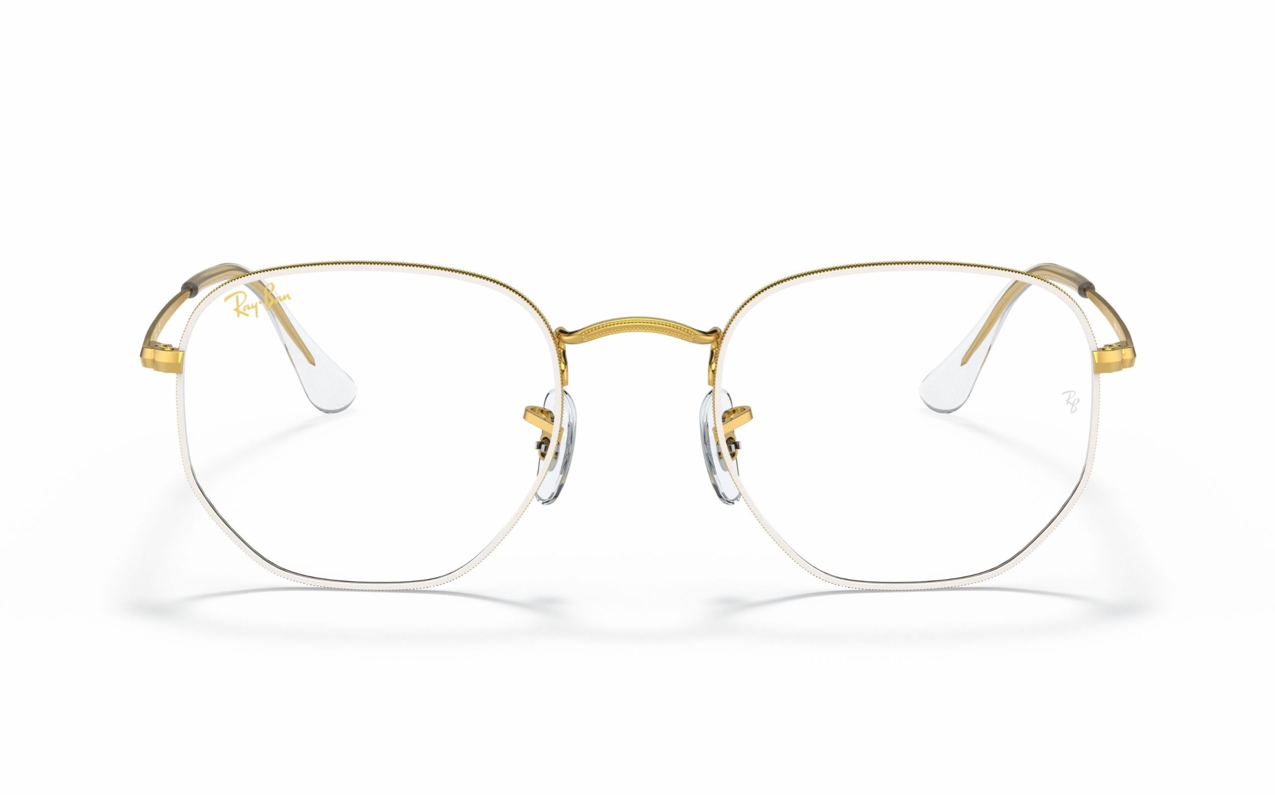 Ray-Ban Hexagonal Eyeglasses RX 6448 3104 White Gold | عالم النظارات  السعودية