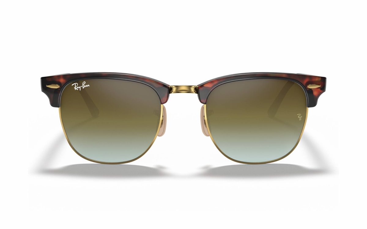 Ray-Ban Clubmaster Sunglasses RB 3016 990/9J lens size 49 and 51 square frame shape lens color green for unisex