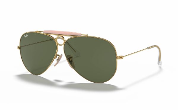 Ray-Ban Shooter Sunglasses RB 3138 001 Lens Size 62 Frame Shape Aviator Lens Color Green For Unisex