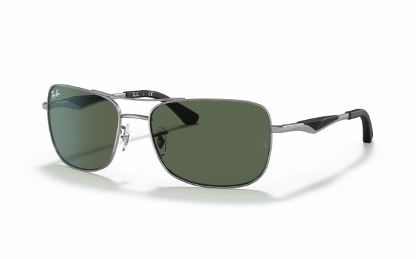 Ray-Ban Sunglasses RB 3515 004/71 Lens Size 58 Frame Shape Rectangle Lens Color Green for Men