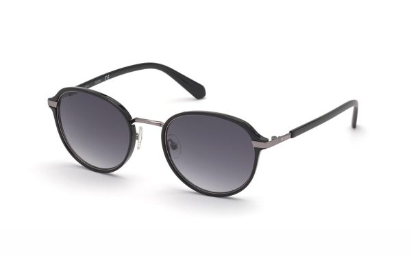 Guess Sunglasses GU00031 01B Lens Size 53 Frame Shape Round Lens Color Grey for Men