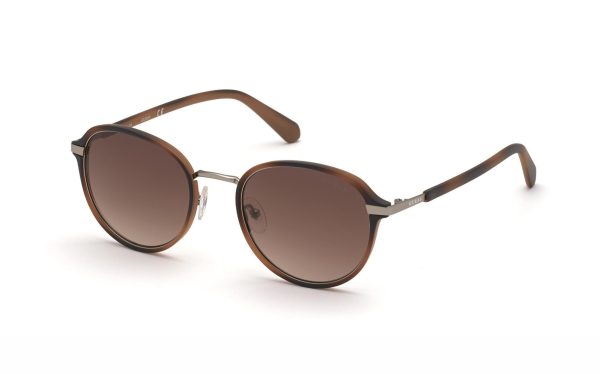 Guess Sunglasses GU00031 53F Lens Size 53 Frame Shape Round Lens Color Brown Men