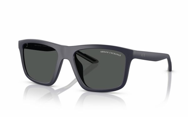 Armani Exchange Sunglasses AX 4149SU 6105/87 Lens Size 56 Frame Shape Square Lens Color Grey Frame Color Blue Men