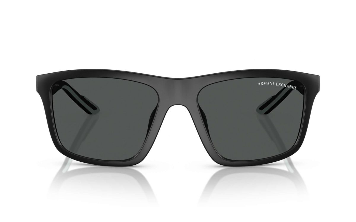 Armani Exchange Sunglasses AX 4149SU 8058/87 Lens Size 56 Frame Shape Square Lens Color Grey Frame Color Black for Men
