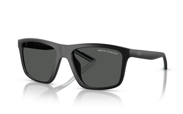 Armani Exchange Sunglasses AX 4149SU 8058/87 Lens Size 56 Frame Shape Square Lens Color Grey Frame Color Black for Men