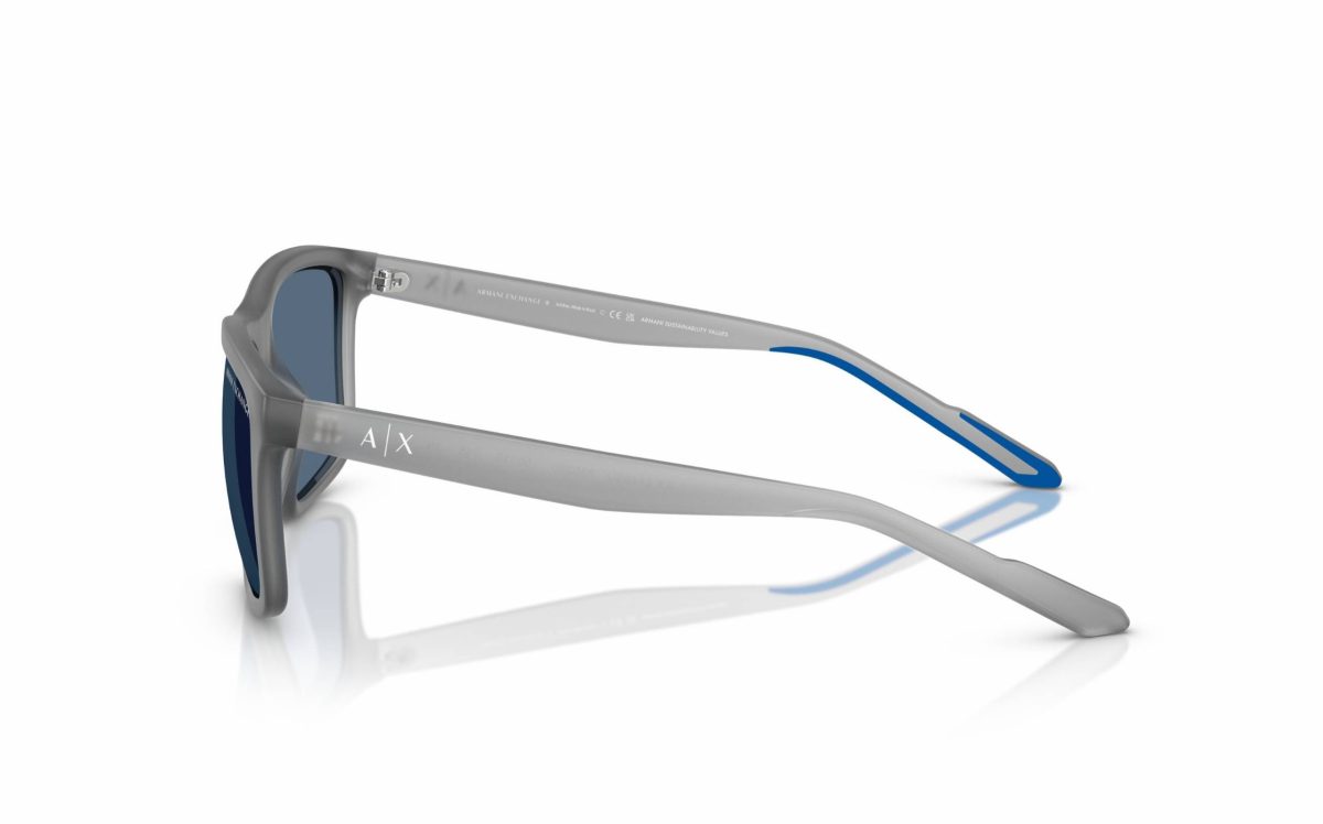 Armani Exchange Sunglasses AX 4149SU 8363/80 Lens Size 56 Frame Shape Square Lens Color Blue Frame Color Grey for Men