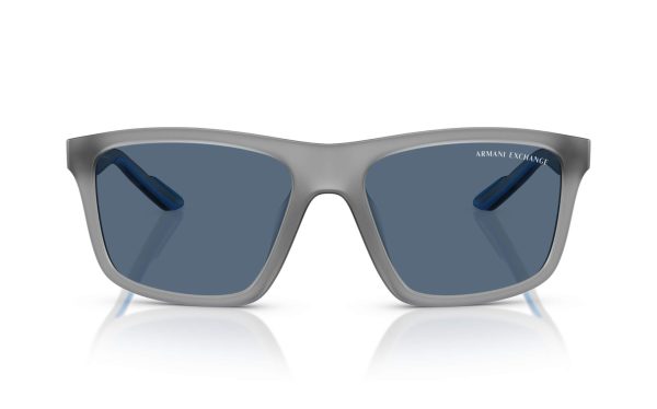 Armani Exchange Sunglasses AX 4149SU 8363/80 Lens Size 56 Frame Shape Square Lens Color Blue Frame Color Grey for Men