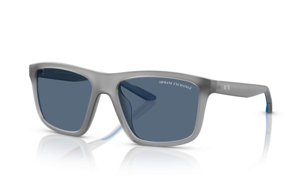 Armani Exchange Sunglasses AX 4149SU 8363/80 Lens Size 56 Frame Shape Square Lens Color Blue Frame Color Grey for Men