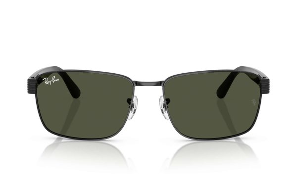 Ray-Ban Sunglasses RB 3750 002/31 Lens Size 59 and 62 Frame Shape Square Lens Color Green Frame Color Black Unisex