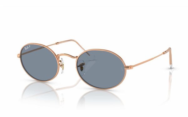 Ray-Ban Oval Sunglasses RB 3547 9202/S2 Lens Size 51 & 54 Frame Shape Oval Lens Color Blue Polarized Frame Color Gold Unisex