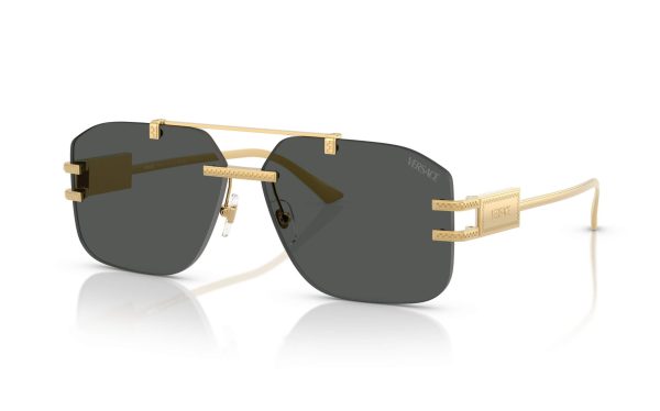 Versace Sunglasses VE 2275 1002/87 Lens Size 60 Frame Shape Square Lens Color Gray Frame Color Gold For Men