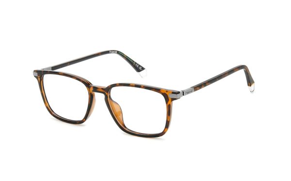 Polaroid Eyeglasses PLD D523/G 086 Lens Size 52 Frame Shape Square Frame Color Havana For Men