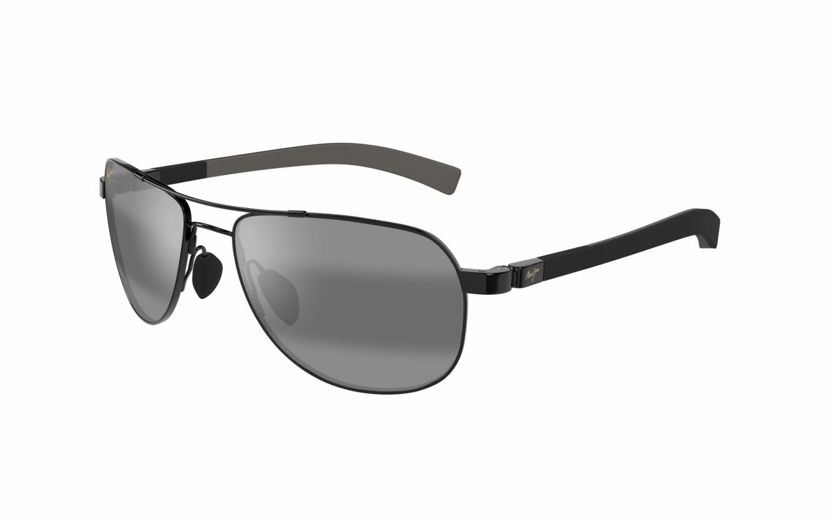 Maui Jim Guardrails Sunglasses MJ0327S 002 Size 57 Frame Shape Aviator Lens Colour Grey Polarized Frame Color Black Unisex
